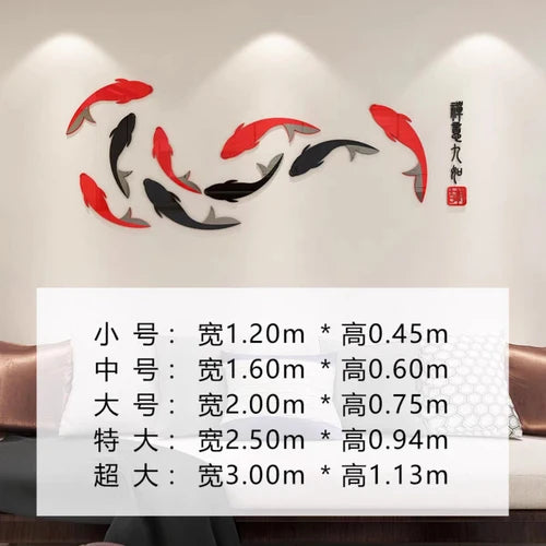 3d three-dimensional acrylic wall stickers living room TV background wall decoration layout 9 fish self-adhesive wall stickers Oasis Select Horizontal Large size