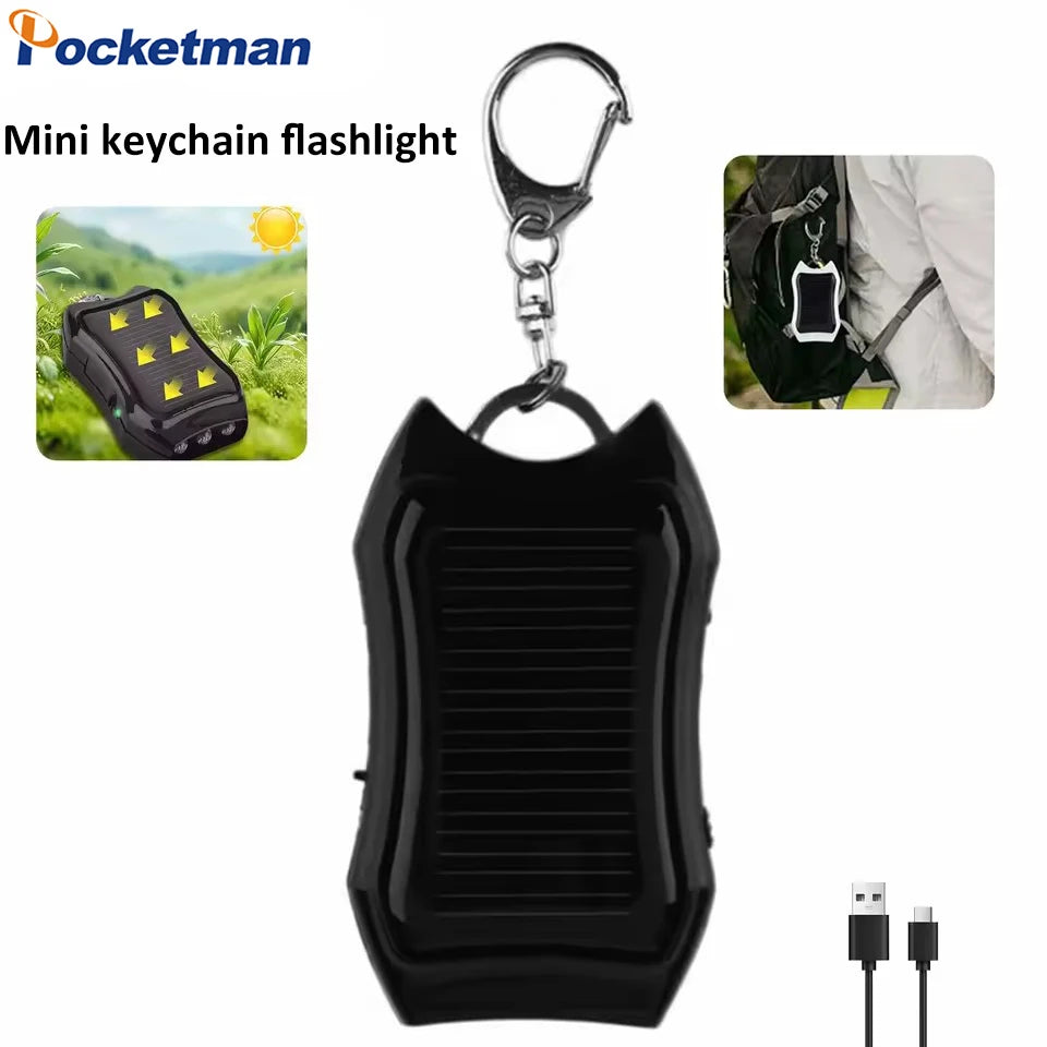Mini Keychain Light Portable Solar Charging Flashlight Small Torch Emergency Lights USB Rechargeable Keychain Flashlights Oasis Select