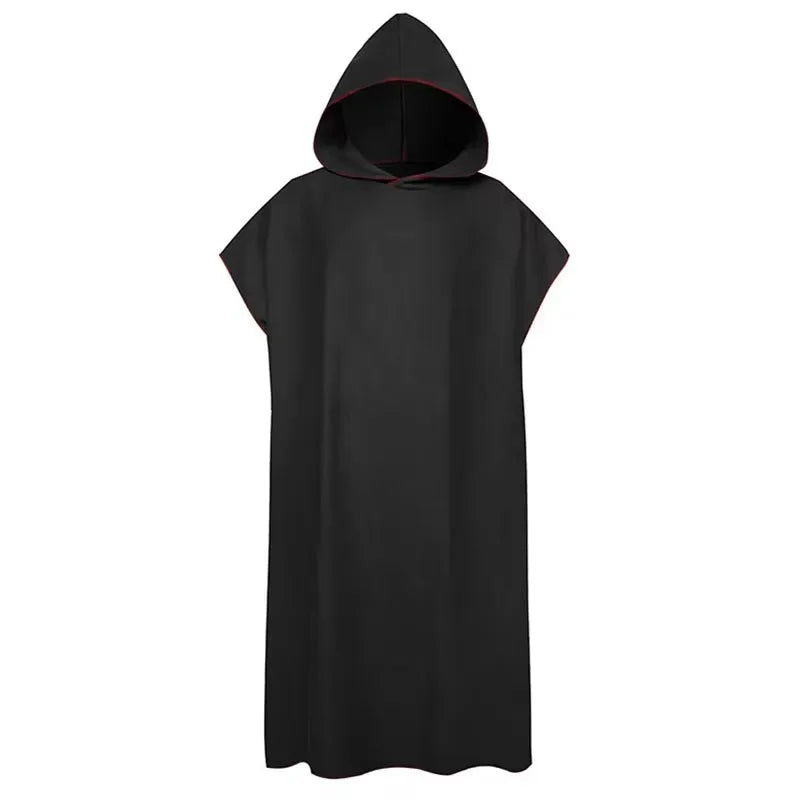 Microfiber Hooded Swim Robe Wearable Towel Bathrobe for Adult Beach Pool Quick Dry Absorbent Wrap with Pocket Oasis Select Black