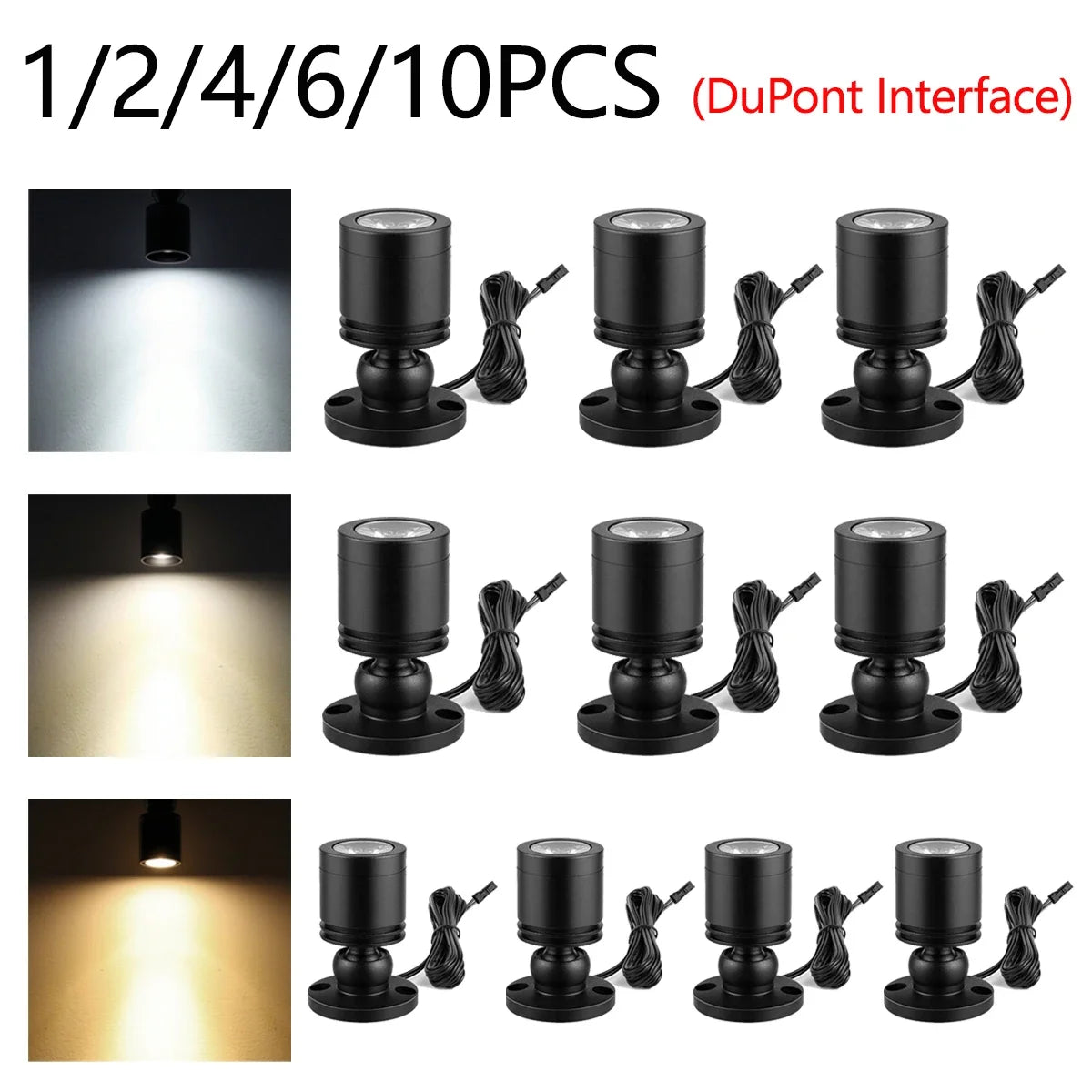 Mini 12V Spot Light 3W 360° Swivel Aluminum Small Spotlight Storage Collection Display Cabinet Decor Lighting,DuPont interface Oasis Select