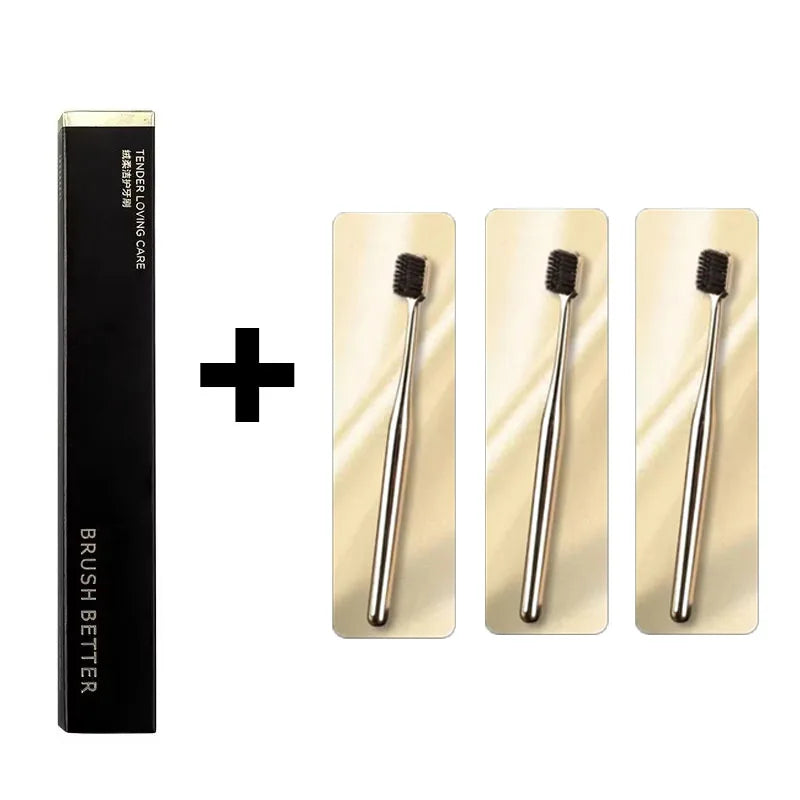 1/2/3/4pcs Advanced Luxury Adult Soft Bristle Manual Toothbrush Sensitive Gum Deep Cleaning Family Oral Care Travel Portable Oasis Select 3pcs Gold black