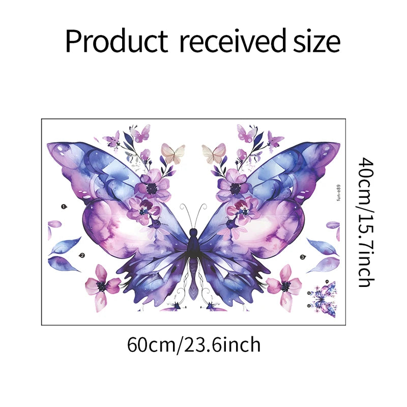 Purple Butterfly Flower Wall Sticker Refrigerator Sticker On Door Closet Bedroom Home Beautification Decal Decoration Oasis Select