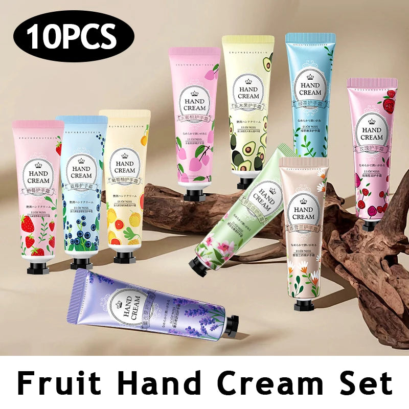 10PCS fruit floral hand cream, 10 different flavor options, moisturizing anti-crack hand cream, deeply moisturize hands Oasis Select