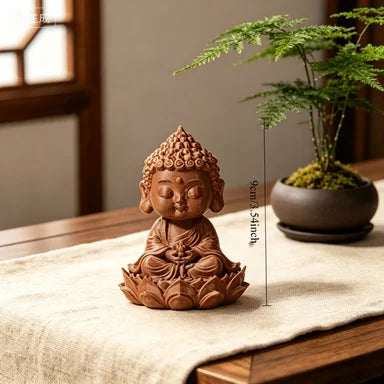 Retro Miniature Meditation Buddha Figurines Zen Style Statues Meditating Buddha Ornaments for Home Tea Room and Meditation Decor Oasis Select Lotus Buddha Brown 9x7.2x7.5cm