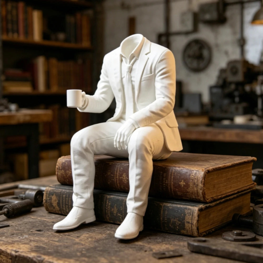 Elegant Coffee Faceless Gentleman Edge Decor Man Sculpture Handcraft Boss Gifts Bookshelf Study Room Ornaments Office Desk Decor Oasis Select