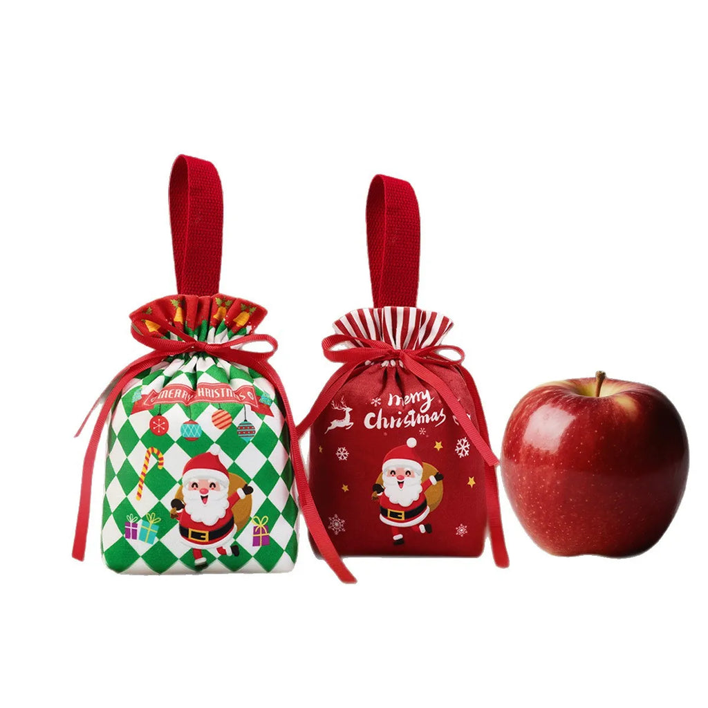 High Quality Velvet Christmas Gift Bag Drawstring Candy Box Reusable Diy Christmas Apple Bags Home New Year Party Decoration Oasis Select