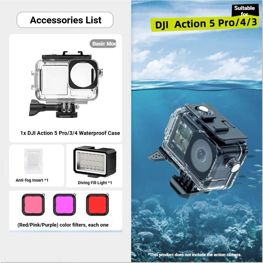 DJI OSMO Action 3/4/5 Pro 40M Waterproof Diving Housing Case