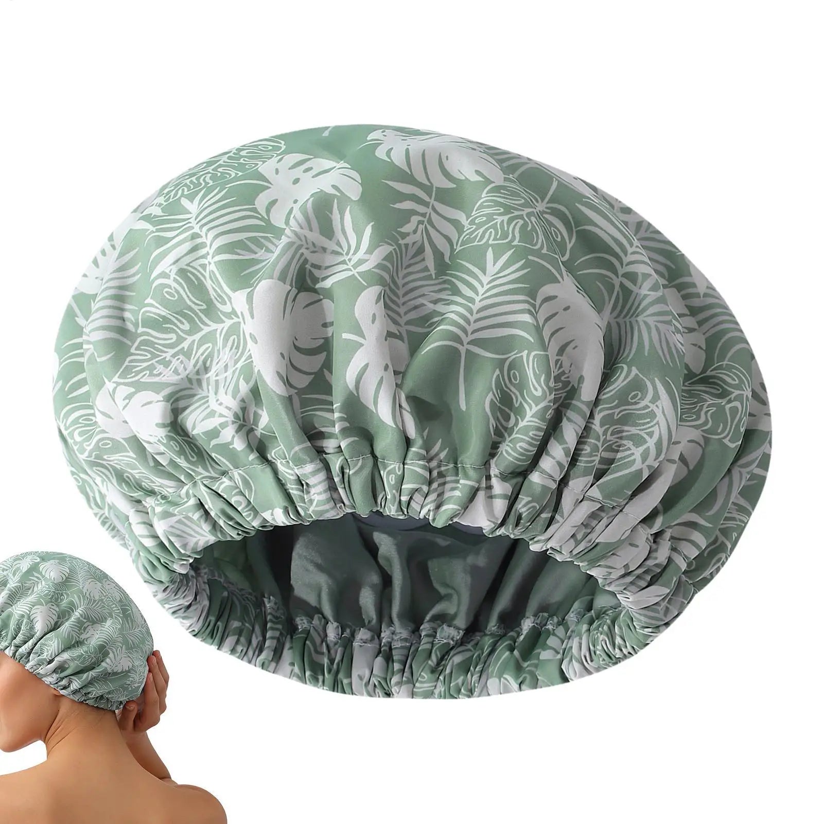 1PC Double Layer Shower Caps Printed Bonnet, Waterproof Bath Caps Reusable Shower Caps Hair Hat For Women Ladies Home Spa Salon Oasis Select