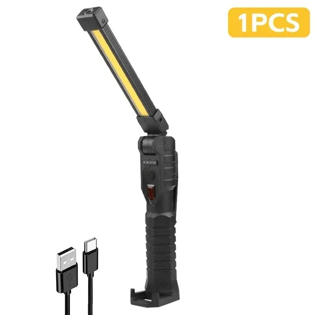 Ultra Bright LED Work Lights Rechargeable Magnetic Hook Camping Lamp Built-in Battery Repair Flashlight Portable Output Lanterns Oasis Select black 1PCS
