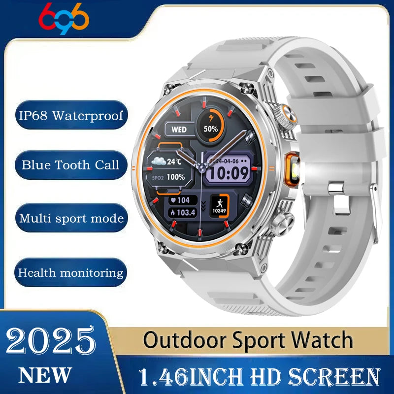 2025 Calendar Men Wireless Call Smart Watch LED Flashlights Waterproof Heart Rate Health Sleep Sports Fitness Smartwatch 400Mah Oasis Select