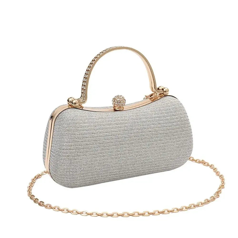 Wedding Bridal Beaded Women Evening Bag Dinner Bag Chain Shoulder Handbags Elegant Rhinestones Clutch Egg Shape Evening Bag Oasis Select SILVER 1PC