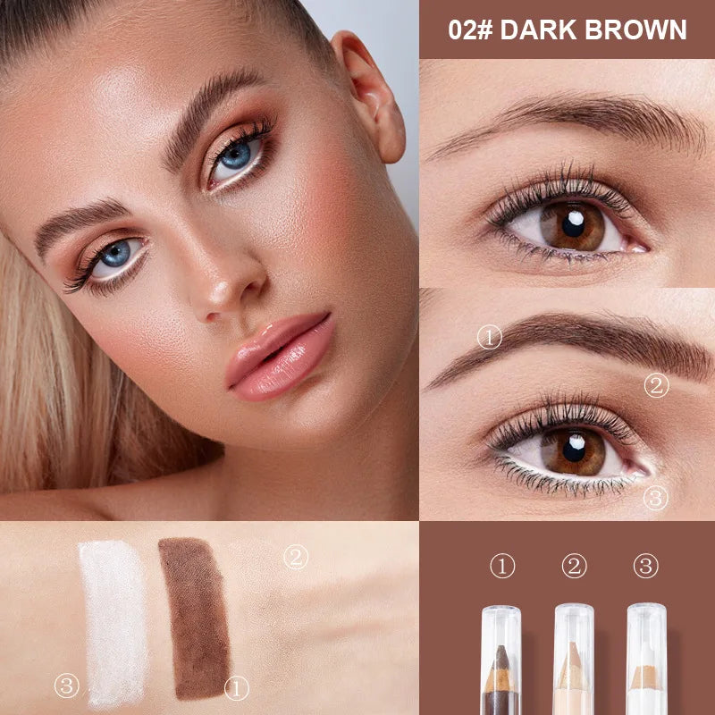 3-Piece Wooden Eyeshadow Liner & Contour Concealer Pencil Set Eye Makeup Pencil Set Oasis Select Deep brown