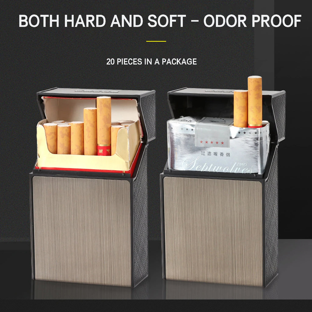 20pcs Portable Cigarette Box Aluminum Alloy Flip Top Holder Anti Pressure Proof for Hard Soft Pack Smoking Accessory Gift Oasis Select