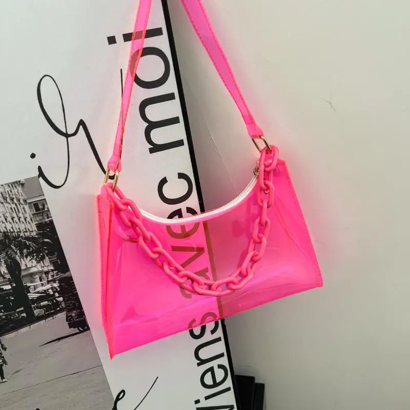 Clear Jelly Shoulder Bag – Y2K Transparent Underarm Purse