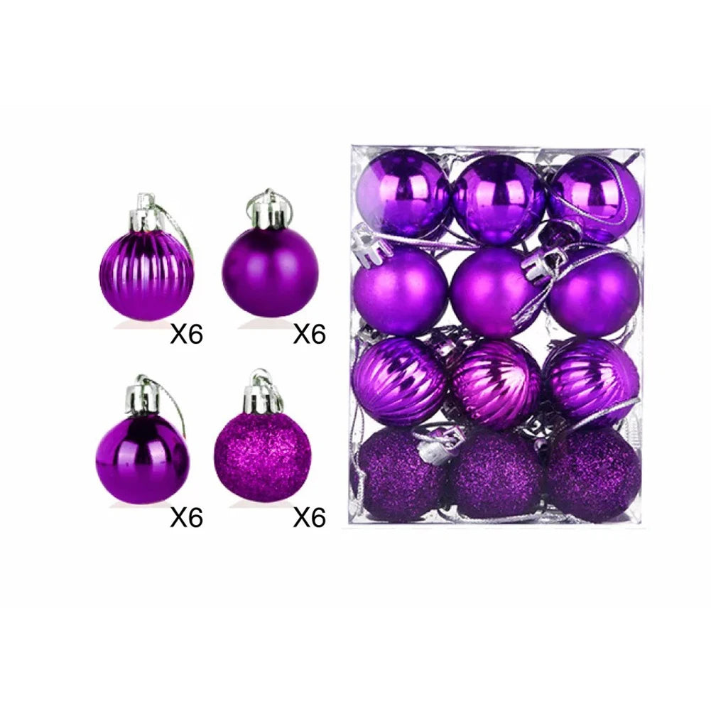 Decoration Christmas Baubles 24pcs set 30mm Christmas Tree Decoration Hanging Balls Ornament Party Home Decor Set