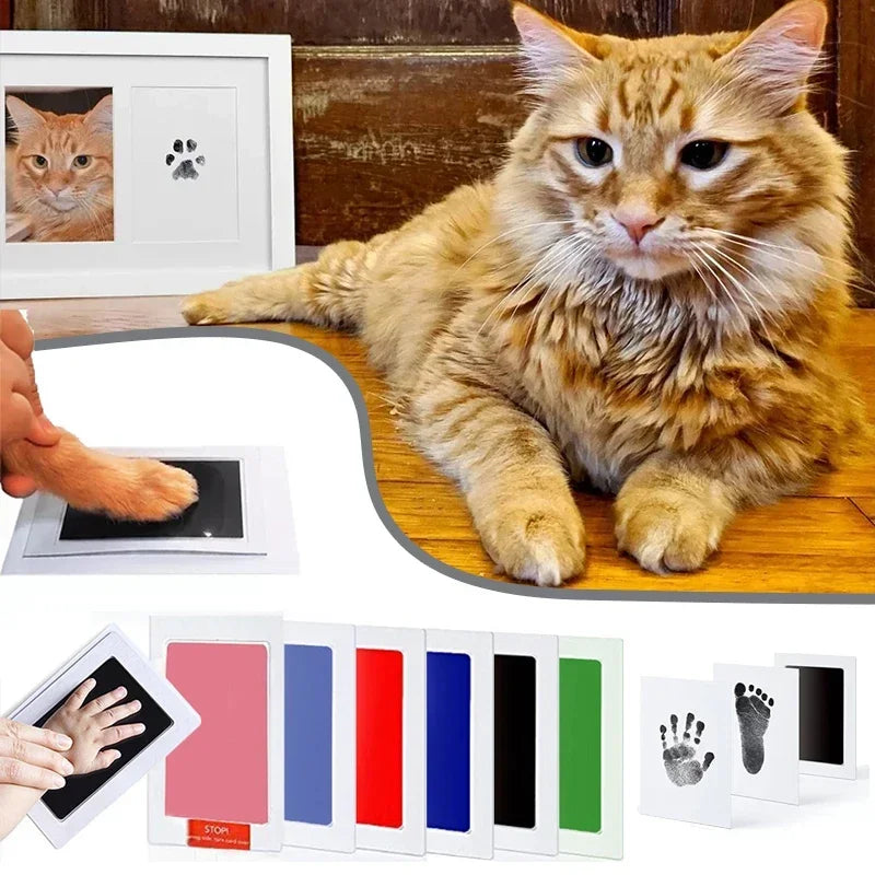 Dog Cat Footprint Pad Paw Print Ink Kit Pad Baby Handprint Stamp Safe Non-toxic Mess-free Printing DIY Easy Clean Pet Souvenir Oasis Select