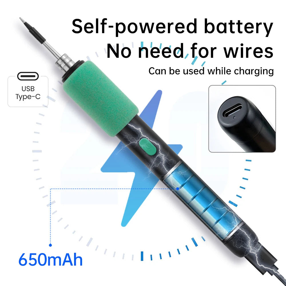 Wireless Soldering Iron Portable 5V 15W Built-in Battery with Three-Level Temperature Control Wireless Mini Soldering Tool Oasis Select