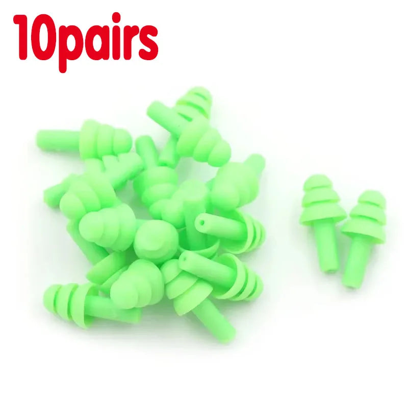 10-50pairs Ear Plugs Sound insulation Waterproof Silicone Ear Protection Earplugs Anti-noise Sleeping Plug For Noise Reduction Oasis Select 10pairs-Green