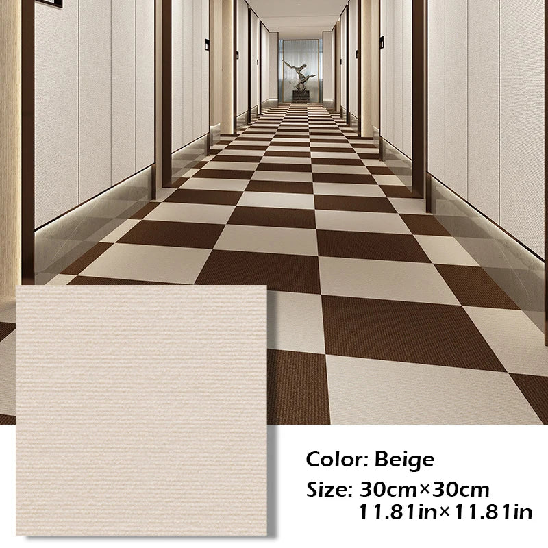 30x30cm DIY Modern Carpet Self-adhesive Anti Slip Block Fully Spread Floor Mat Bedroom Study Office Can Be Cut Oasis Select Beige 30X30cm-20pcs