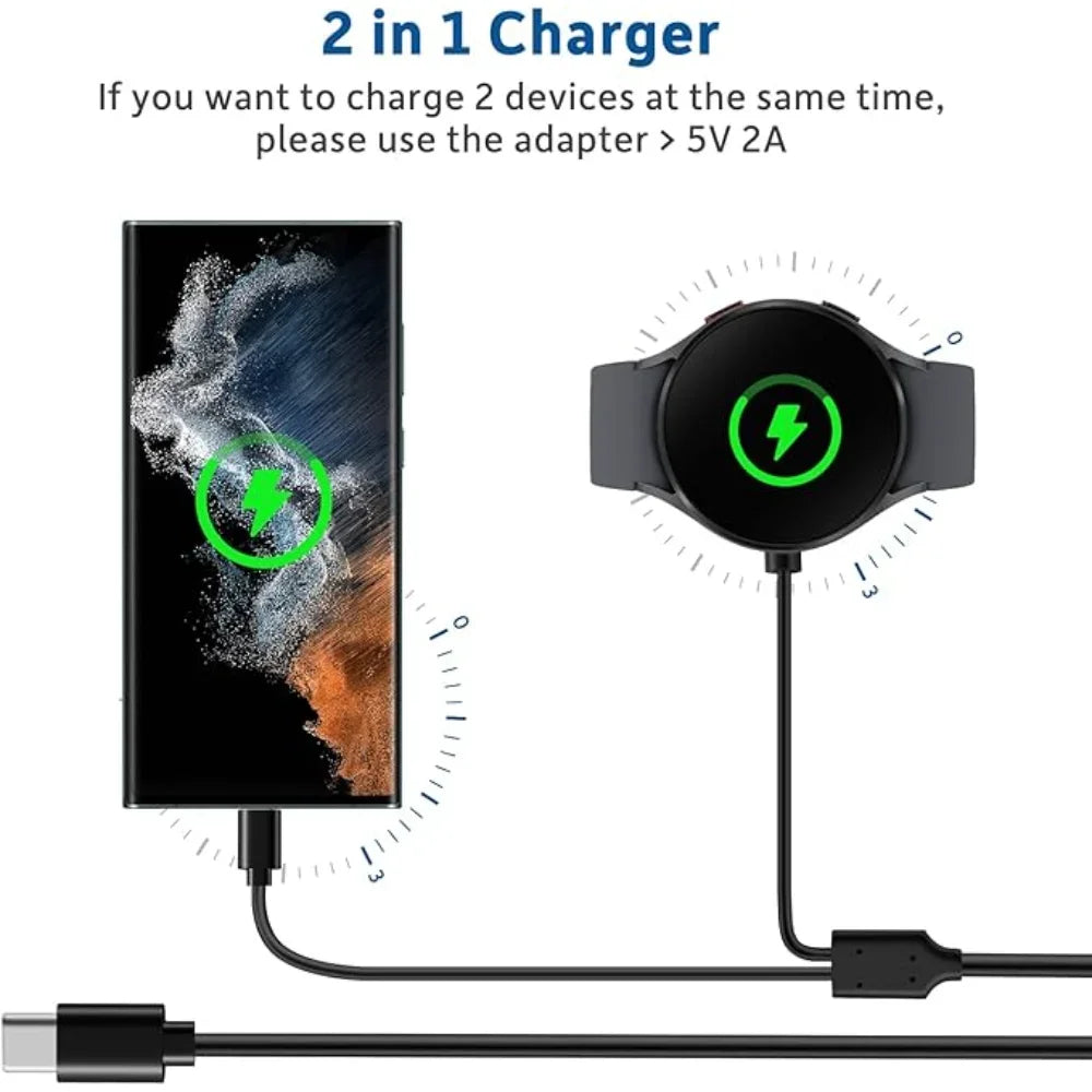 2-in-1 USB-C Charger for Samsung Galaxy Watch 7/6/5 Pro Smartwatch Charging Cable Oasis Select