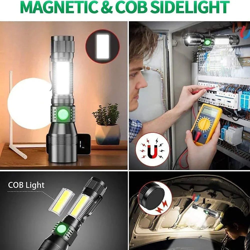 3-in-1 UV LED Flashlight USB Rechargeable 7 Modes 1000 Lumen