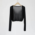 Women's Ice Silk Knit Cardigan – Open Front Crop Shrug Cover Up