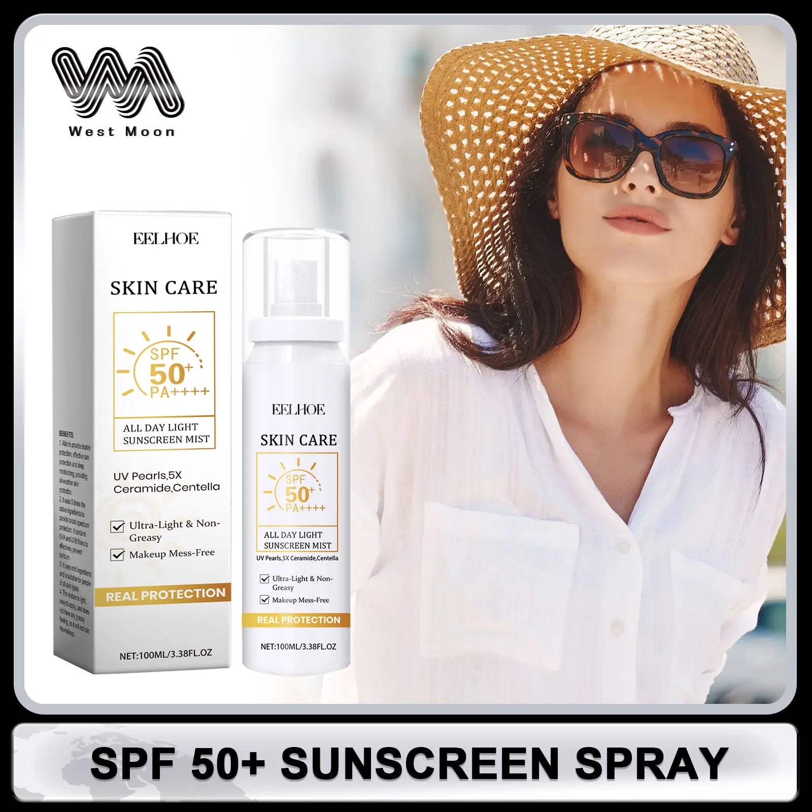 Eelhoe SPF 50+ Sunscreen Spray – Waterproof Face & Body Mist