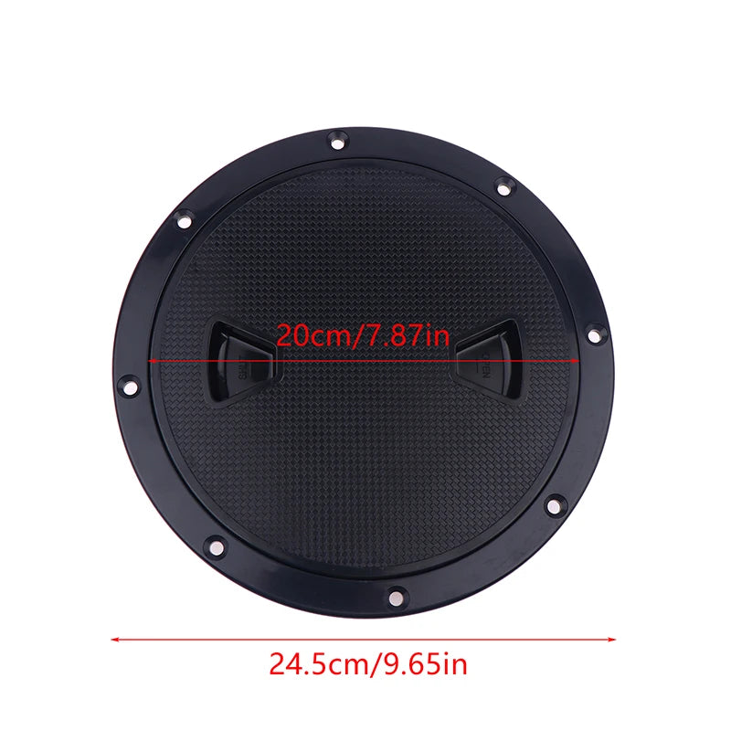 ABS Plastic Round Non-Slip Inspection Hatches Screw Out Access Hatch Cover 4'' 6'' 8'' With Detachable Cover For Kayaks Yacht Oasis Select 8inch Black