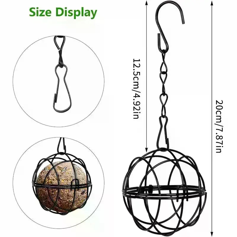 Metal Suet Ball Bird Feeder With Hanging Chain Squirrel Proof Outdoor Garden Birds Hummingbird Feeders Ball Shape Grass Feeder Oasis Select