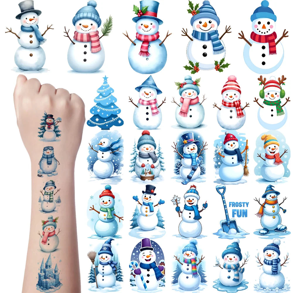 54pcs Winter Temporary Tattoo Stickers – Waterproof 3D Body Art