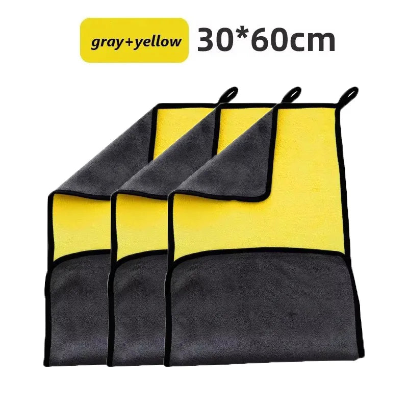 1/4pcs Thicken Microfiber Motorcycle Car Cleaning Towels Soft Drying Cloth Car Washing Towels Double Layer Clean Rags Detailing Oasis Select 3pcs-30x60cm