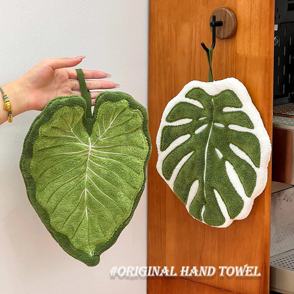 Thickened Absorbent Tropical Plant Leaf Hand Towels for Kitchen and Bathroom Hand Towels Oasis Select