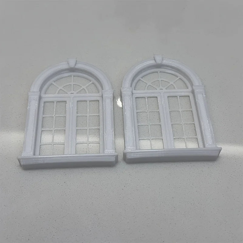 Retro 1:12 Miniature Arched Window Frames 3D Printing 2pcs Dollhouse Windows DIY Tool Scenery Building Kit Dollhouse Accessories Oasis Select