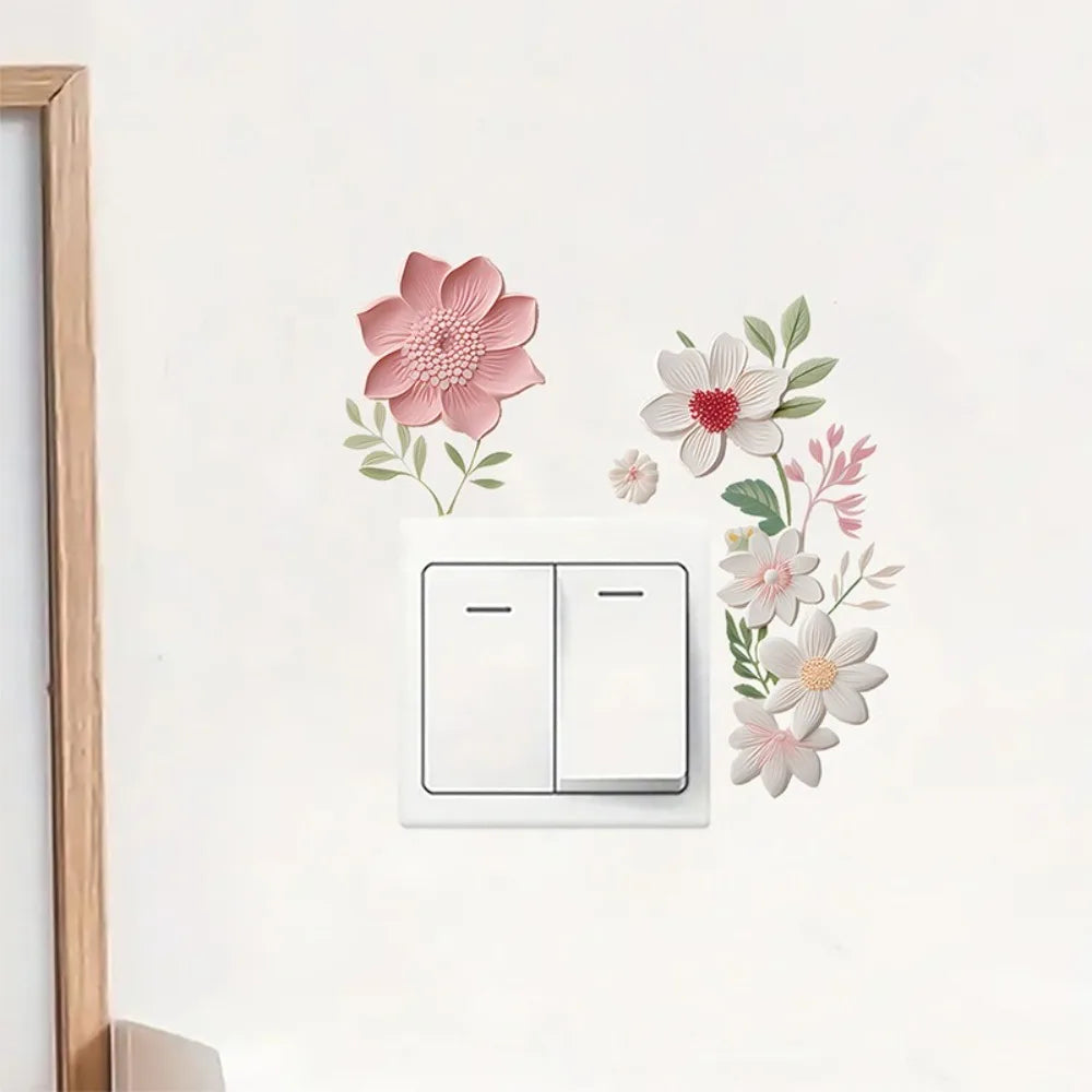 Beautiful Flowers Switch Wall Sticker PVC DIY Waterproof Sticker Removable Home Decoration Stickers Bedroom Bathroom Living Room Oasis Select