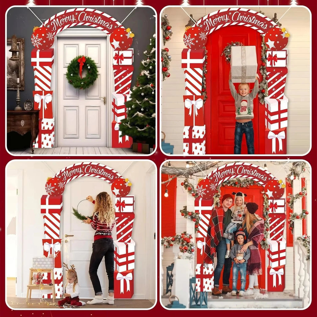 3Pcs Christmas Door Decoration Merry Christmas Porch Sign Front Door Banner Xmas Hanging Decoration Holiday Gift Backdrop Oasis Select