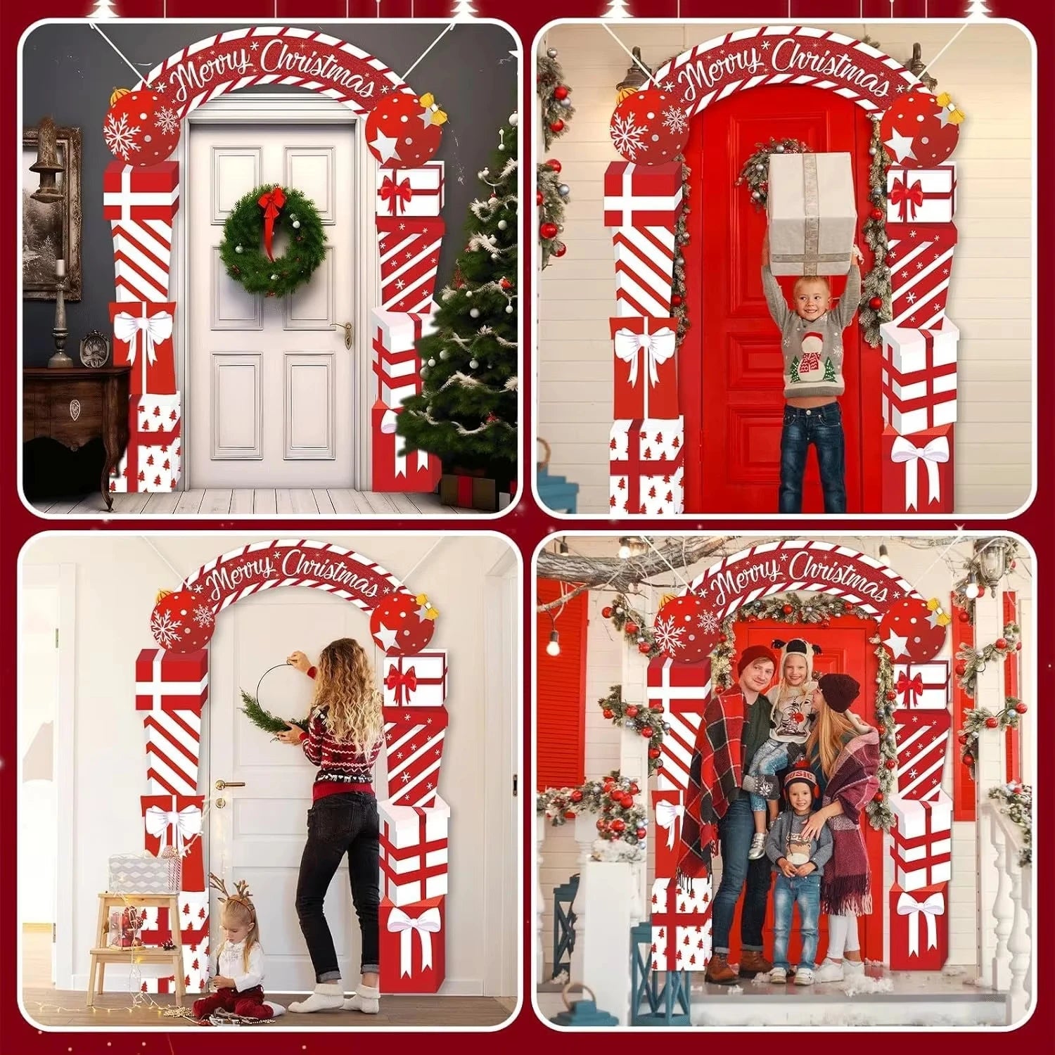 3Pcs Christmas Door Decoration Merry Christmas Porch Sign Front Door Banner Xmas Hanging Decoration Holiday Gift Backdrop Oasis Select