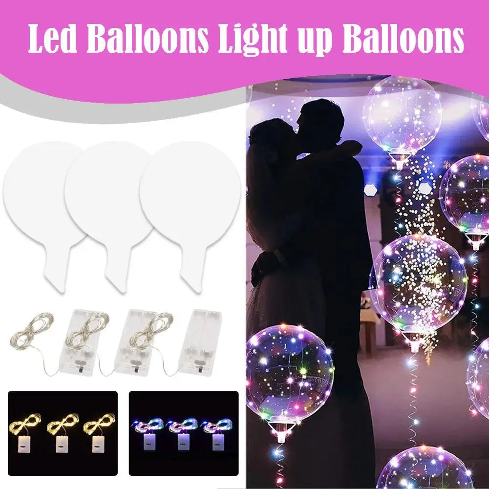 LED Light-Up Bobble Balloons 3-Pack – Colorful Party Décor