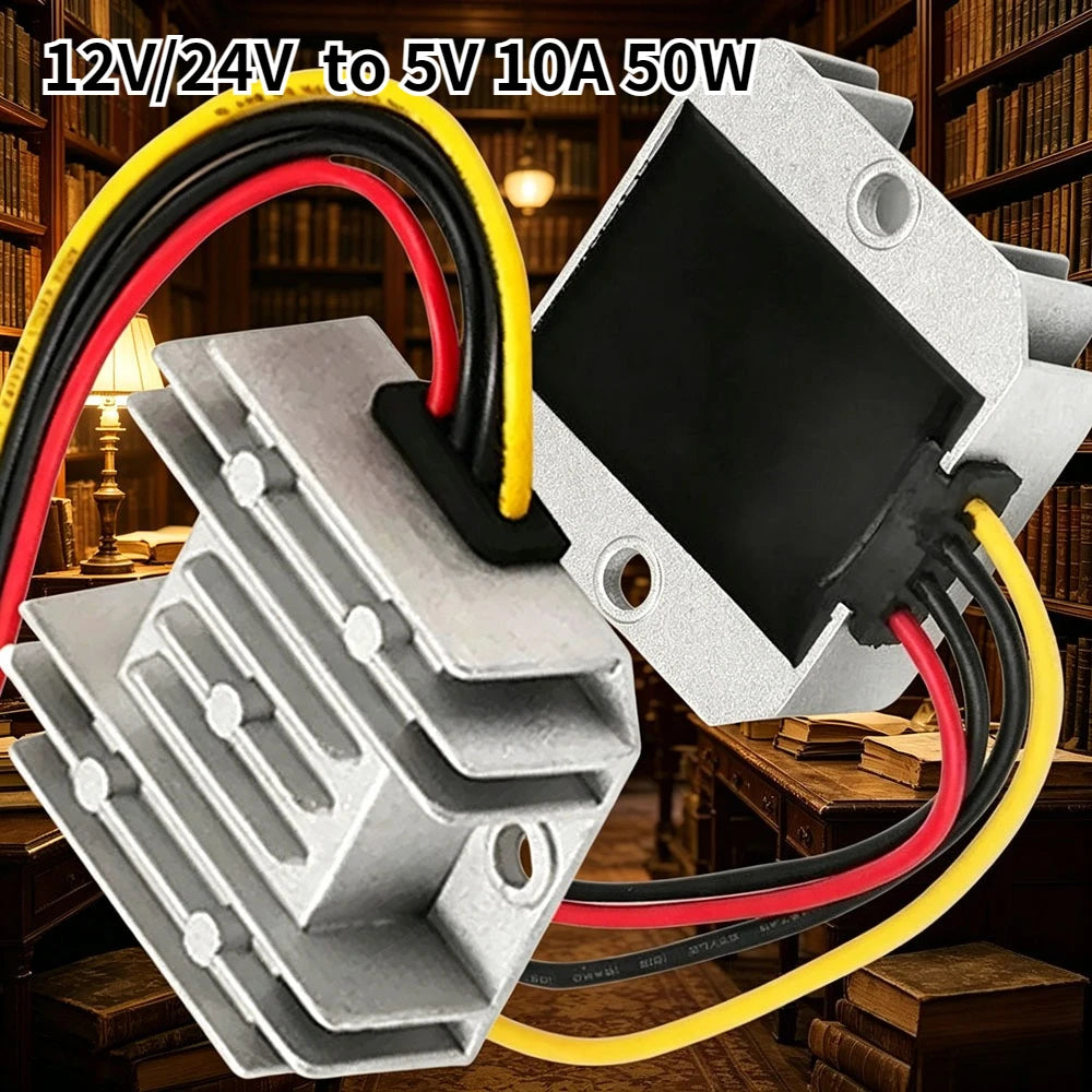 DC 12V/24V Step Down to 5V 10A 50W Waterproof Power Supply Module Transformer Regulator Module Electronic Components Converter Oasis Select