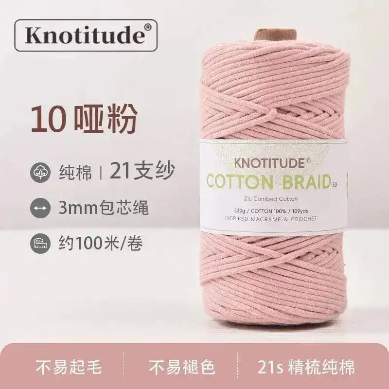 3mm Macrame Braid Cotton Cord 109Yards Pure Cotton Rope For Bracelet Knots, DIY Craft Making 100m Oasis Select Peach Matte Powder 3.0mm 100m