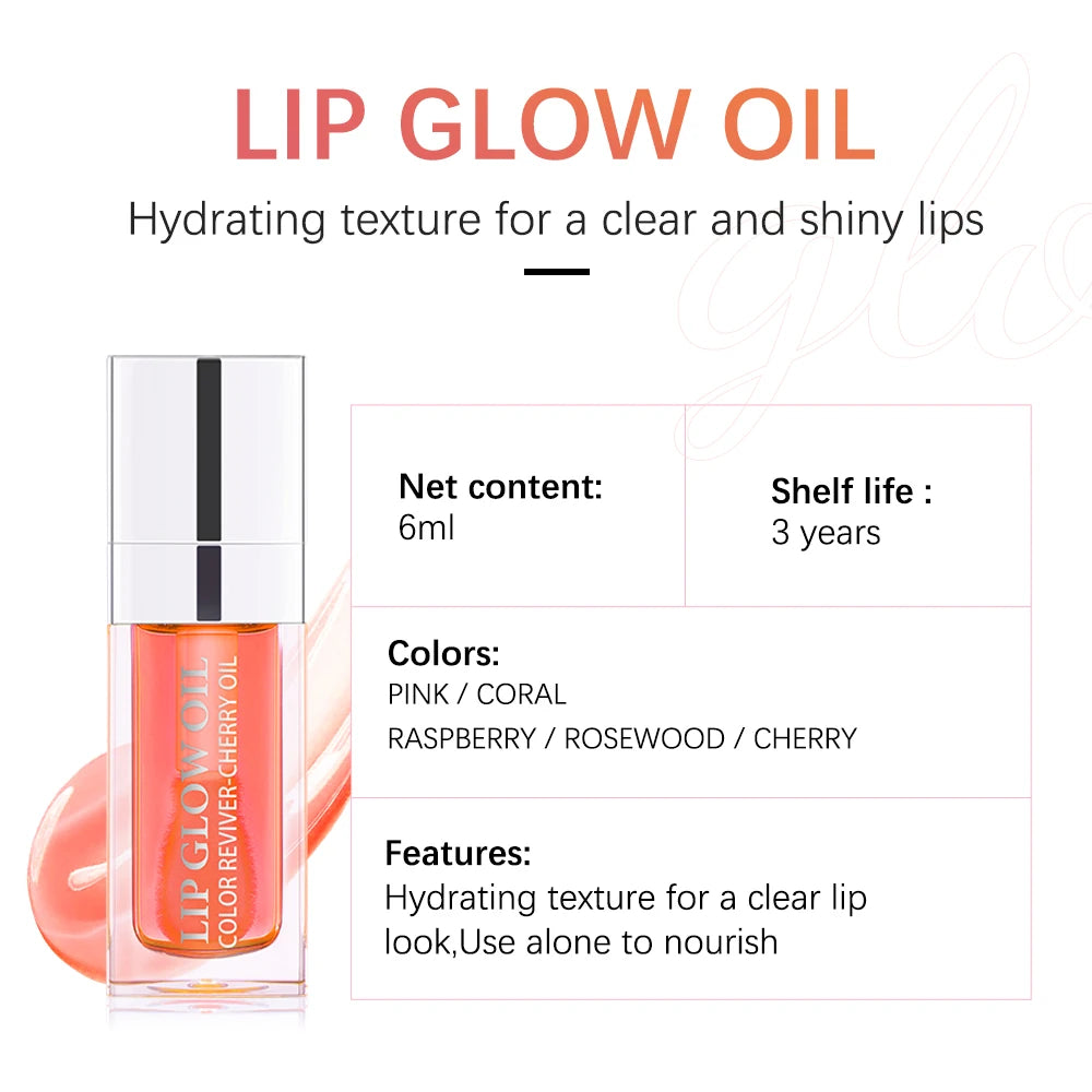 Lakerain Crystal Jelly Moisturizing Lip Oil Safety Lip Gloss Makeup Sexy Plump Hydrating Lip Glow Oil Tinted Lip Plumper Oasis Select