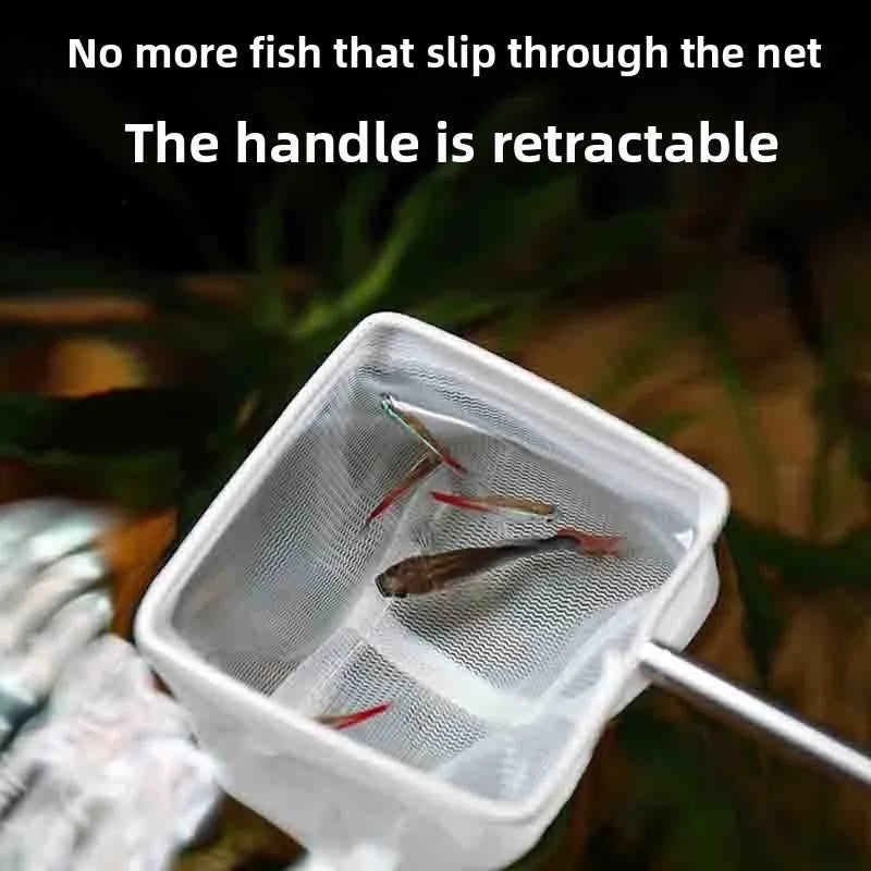 Fish Tank Fishing Net 3D Stainless Steel Retractable Portable and Easy-to-use Fish Fishing Net Bag Cleaning Accessories Oasis Select