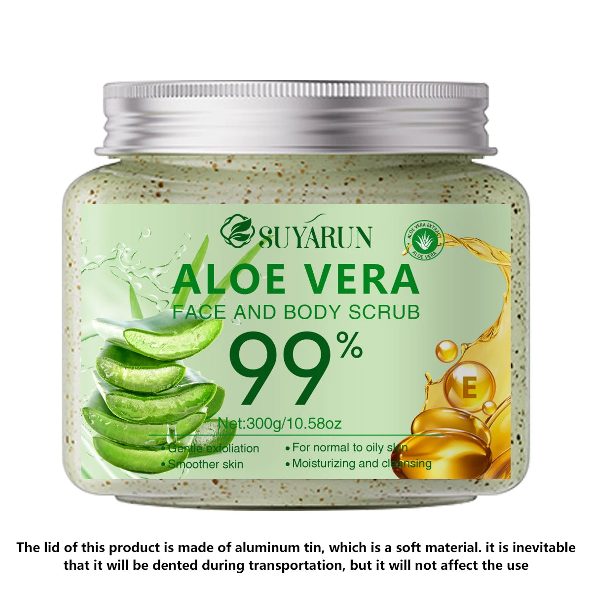 SUYARUN Aloe Vera Body Scrub Exfoliator - Natural Deep Cleansing, Hydrating for Sensitive Skin, Spa Quality Soft Smooth Skin. Oasis Select 300g
