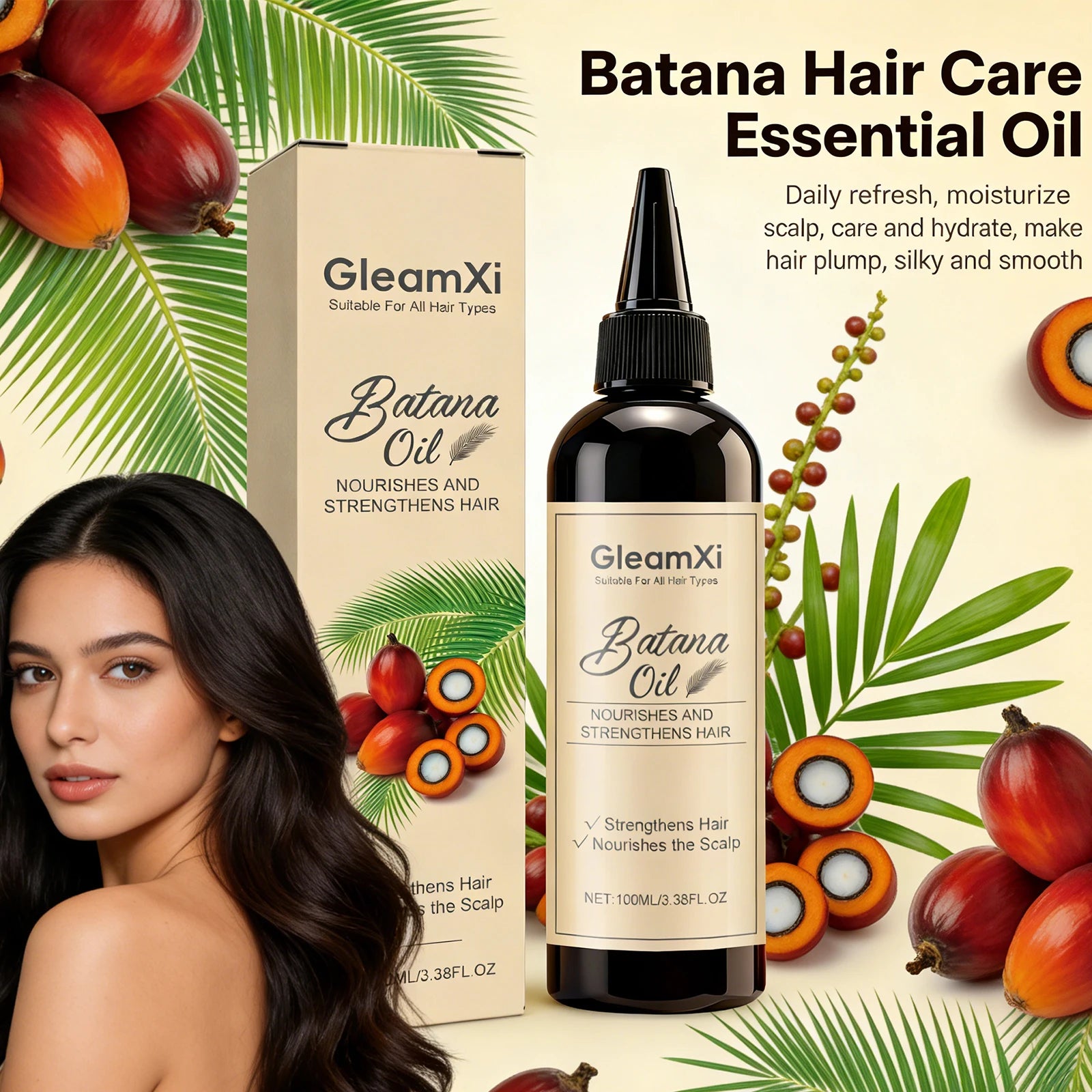 Batana Hair Care Essential Oil Reduce Hair Loss Strengthen Hair Nourish Scalp Anti Hair Frizz Increase Hair Elasticity Hair Care Oasis Select