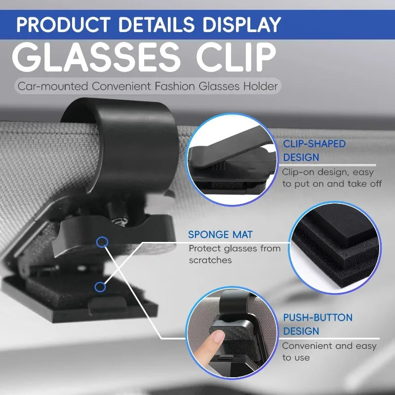 Car Sun Visor Sunglasses Clip Holder Universal Stable Glasses Hanger Card Ticket Organizer Interior Storage Clip Car Accessories Oasis Select