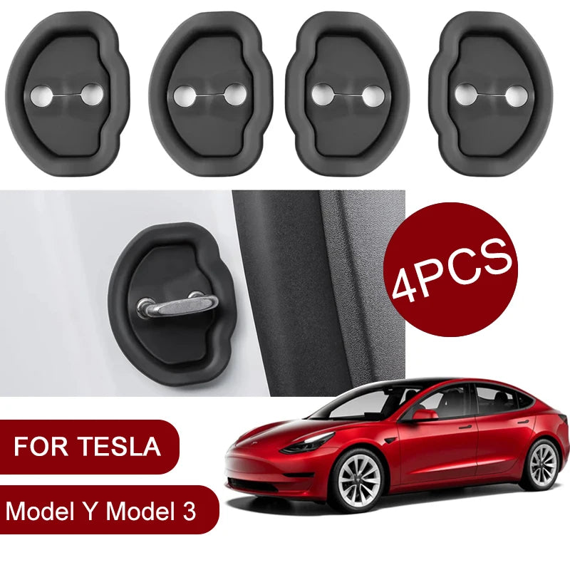Car Door Shock Absorber for Tesla Model Y Model 3 Car Door Lock Protector Silicone Silent Car Door Lock Latches Cover Accessries Oasis Select