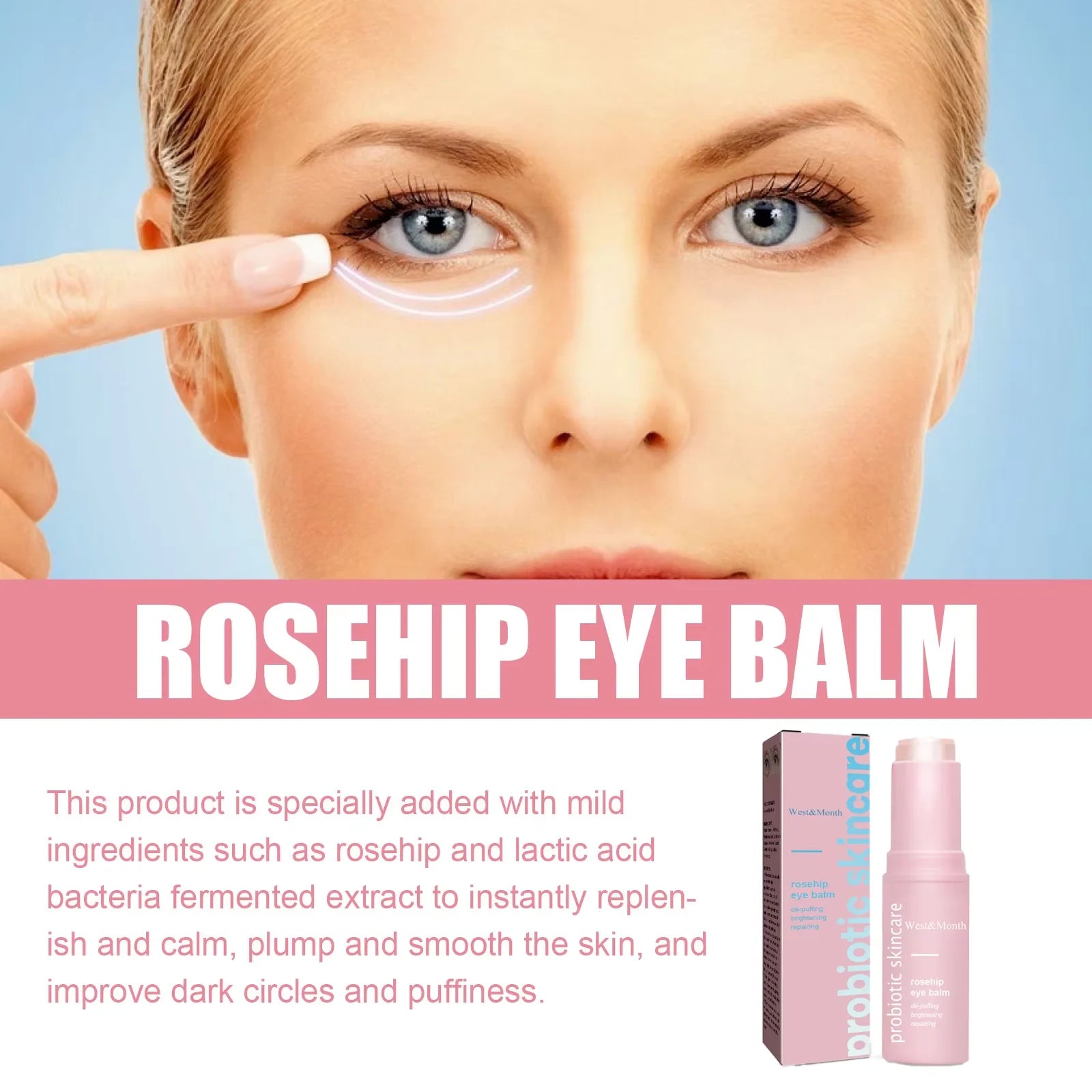 Rosehip Eye Cream Lifting Moisturizing Balm Stick Remove Dark Circles Eye Bags Puffiness Hyaluronic Acid Anti Wrinkle Eye Cream Oasis Select