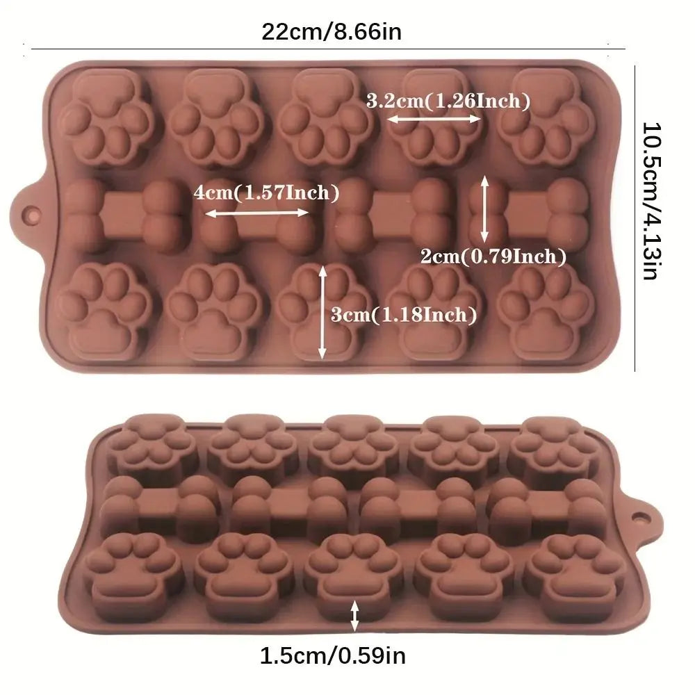 Silicone Chocolate Mold Dog Bone Cat Paw DIY Ice Tray 14 -grid Temperature Resistance -40~ 230°C Cake Baking Tool Fondant Oasis Select