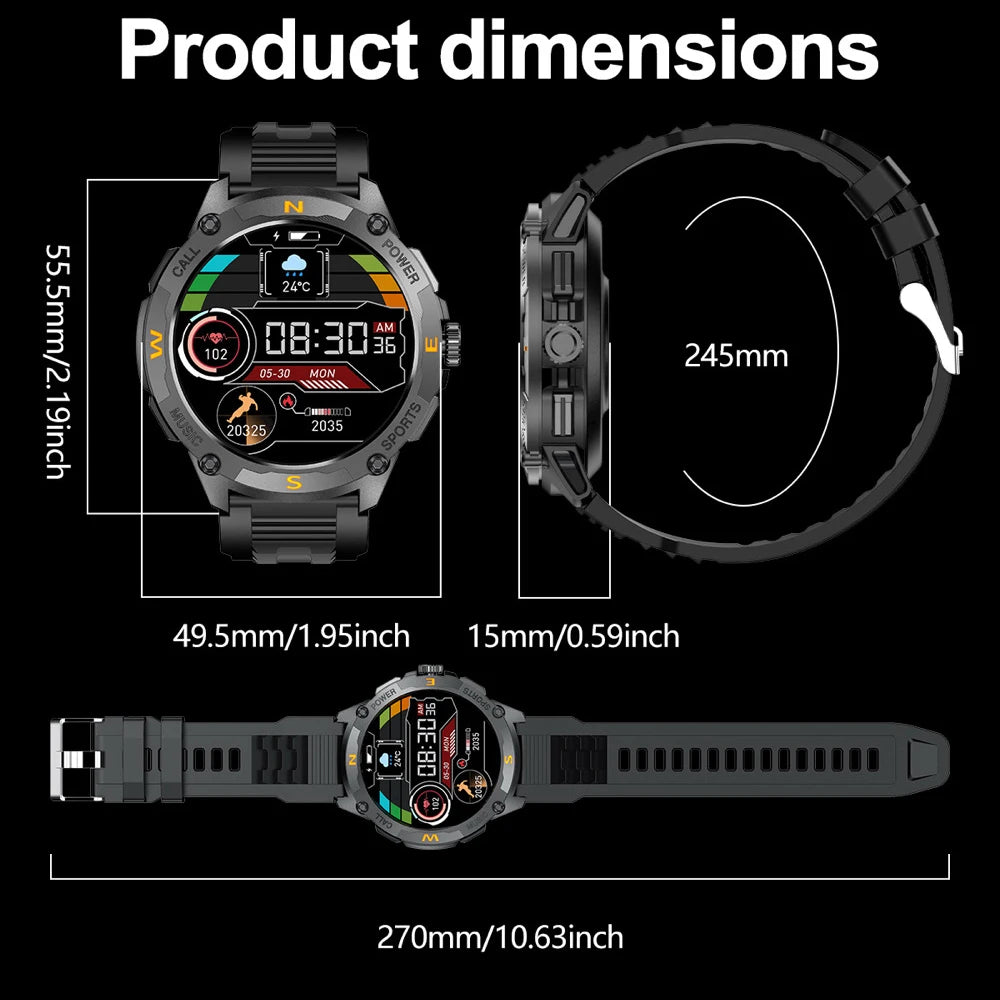 Outdoor Deep Waterproof Smartwatch GPS Sports Smart Watches Men Blue Tooth Call Sports AMOLED Screen Heart Rate Health Detection Oasis Select