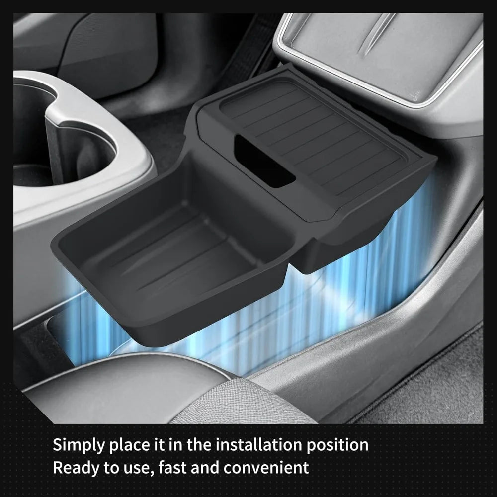 Non-Slip TPE For Tesla Model Y Standard Version 2025 Lower Center Console Storage Organizer Insert Tray Interior Accessories Oasis Select