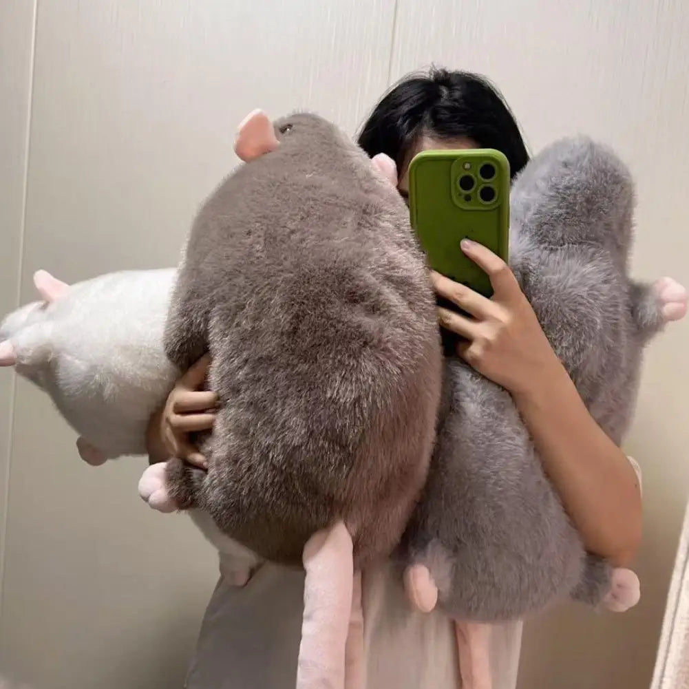 Cute Plush Toy Cartoon Mouse Doll Soft Oversized Flower Branch Rat Animal Sofa Throw Pillow Cushion Birthday Gift Decor Oasis Select